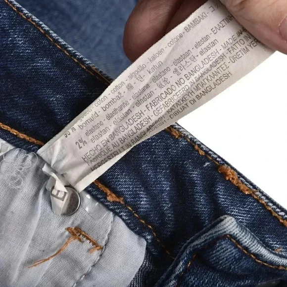 Zara Button Front Denim Jean  Shorts Dark Wash Blue High Rise Size 4 - Picture 8 of 11